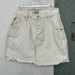 Free People Off-white Mini Denim Skirt